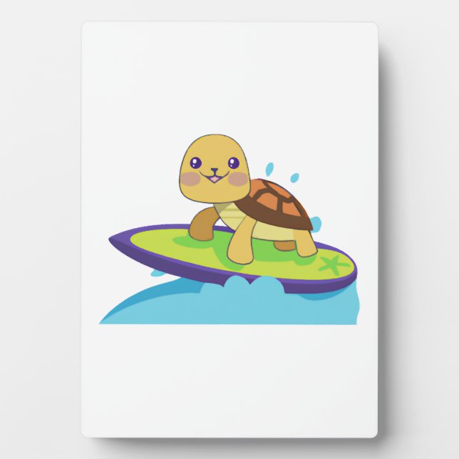 Schildkröte auf Surfbrett Fotoplatte (Vorderseite)