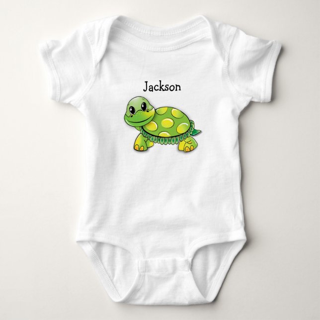 Schildkröte-Baby-T-Shirt "Jacksons" Baby Strampler (Vorderseite)
