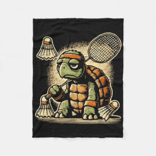 Schildkröte Badminton Spieler Federball Schläger Fleecedecke