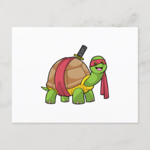 Schildkröte bei Kampfsport mit Schwert Postkarte