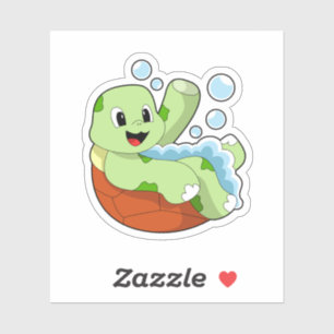 Schildkröte beim Baden mit Fohlen Aufkleber