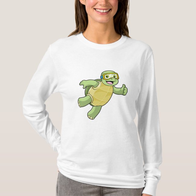 Schildkröte beim Baden mit Schwimmbrille T-Shirt (Vorderseite)