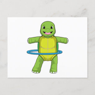 Schildkröte beim Fitness mit Fitnesstüchern Postkarte