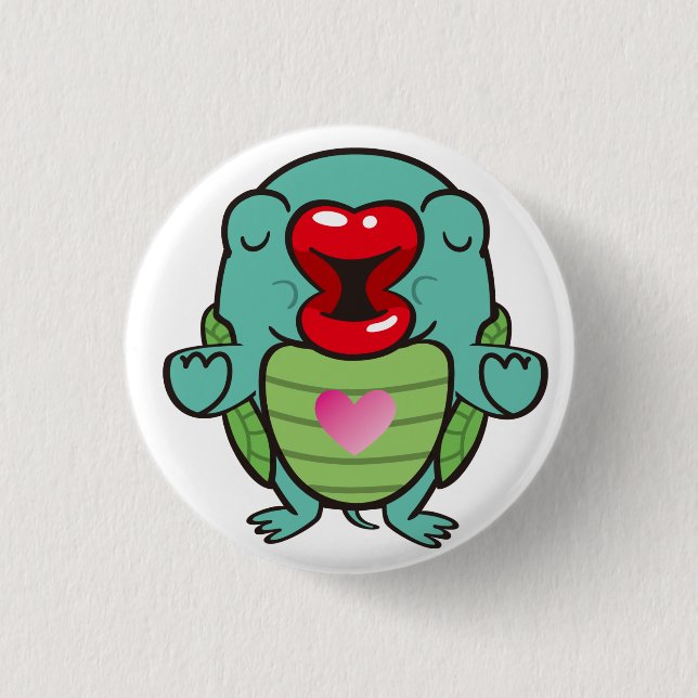 Schildkröte beim Küssen Button (Vorderseite)