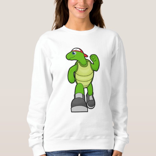 Schildkröte beim Laufen mit Cap Sweatshirt (Vorderseite)