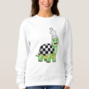 Schildkröte beim Schach mit Schachbrett und König Sweatshirt