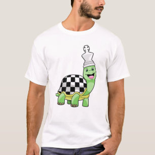 Schildkröte beim Schach mit Schachbrett und König T-Shirt