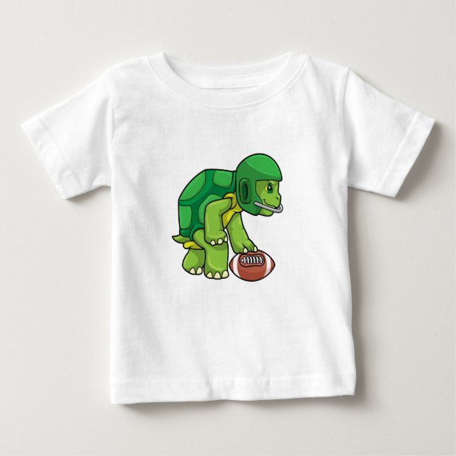 Schildkröte beim Sport mit Fußball und Helm Baby T-shirt (Vorderseite)