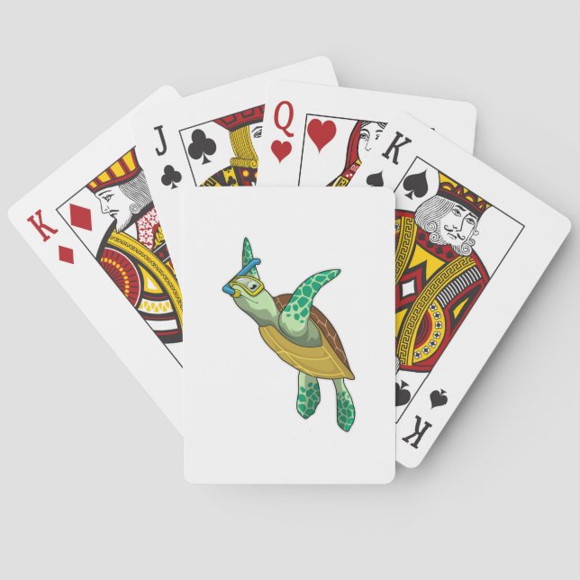Schildkröte beim Tauchen mit Schnorchel Spielkarten (Rückseite)