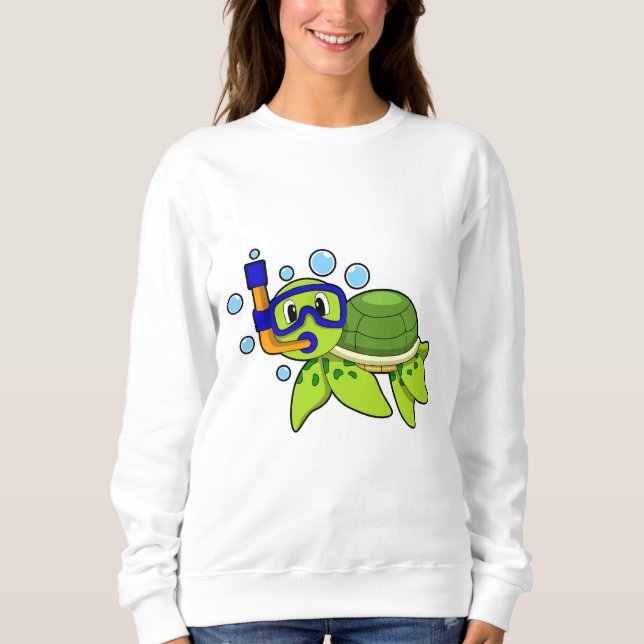 Schildkröte beim Tauchen mit Schnorchel Sweatshirt (Vorderseite)