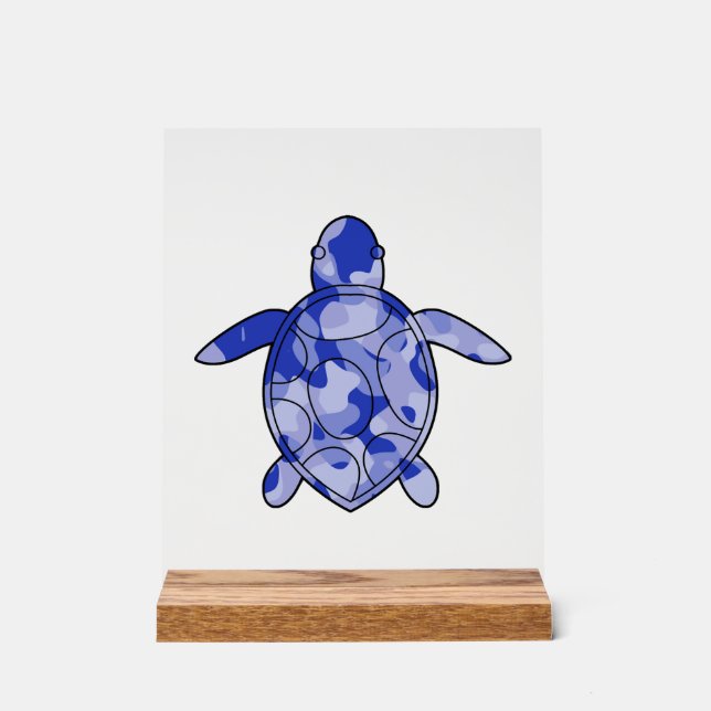 Schildkröte blau camo acrylschild (Vorderseite)