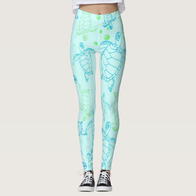 Schildkröte-blaues Wasser-Leggings Leggings (Vorderseite)