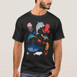 Schildkröte Delfin Qualle Wal Fische Für Kinder T-Shirt