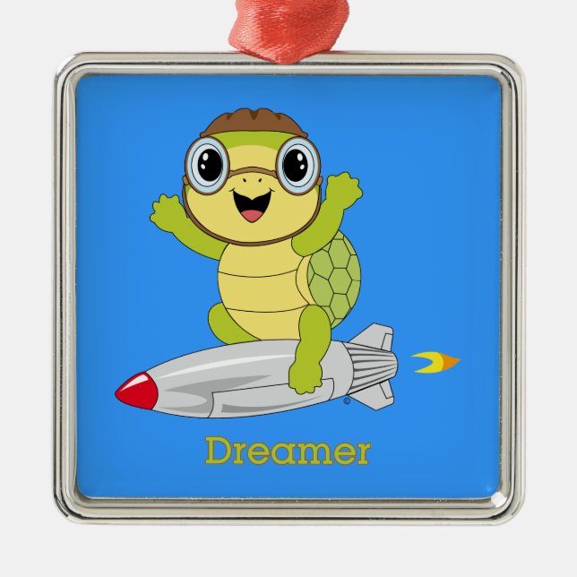Schildkröte Dreamer™ Verzierung Silbernes Ornament (Vorne)