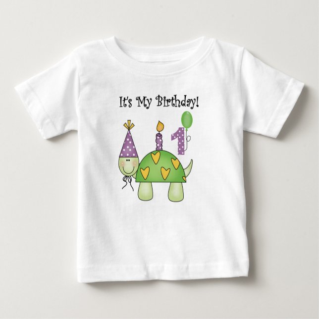 Schildkröte-erster Geburtstag Baby T-shirt (Vorderseite)