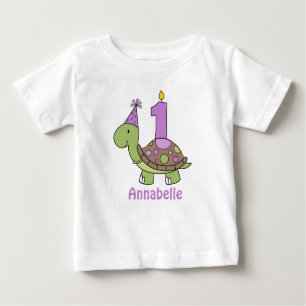 Schildkröte-erstes Geburtstags-T-Shirt lila Baby T-shirt