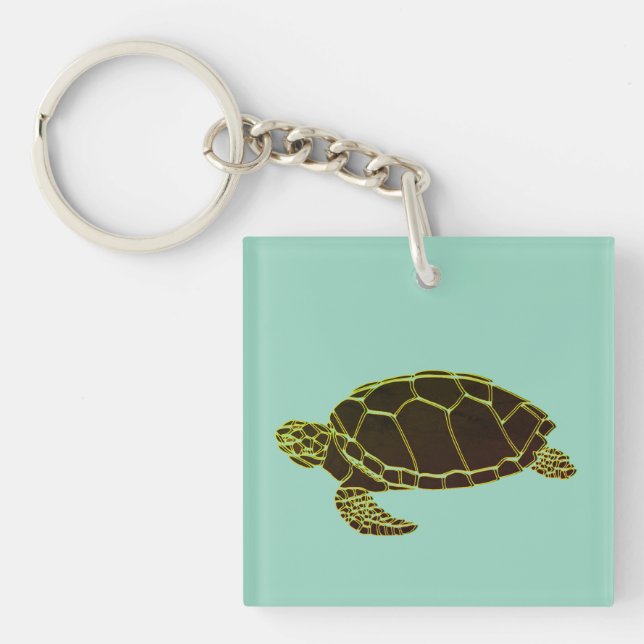 Schildkröte grün schwarz schlüsselanhänger (Vorderseite)
