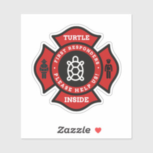 Schildkröte im Innern - Warnung für das Brandamt Aufkleber