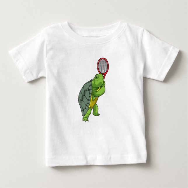 Schildkröte im Tennis mit Tennisschläger Baby T-shirt (Vorderseite)