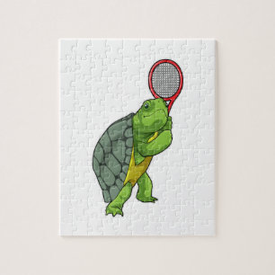 Schildkröte im Tennis mit Tennisschläger Puzzle
