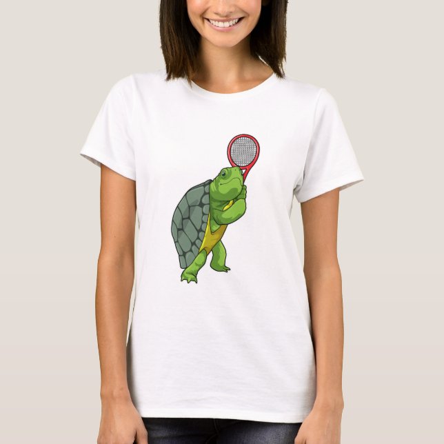 Schildkröte im Tennis mit Tennisschläger T-Shirt (Vorderseite)