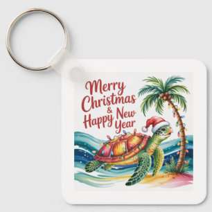 Schildkröte im Weihnachtsparadies Custom Schlüsselanhänger