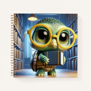 Schildkröte in Brille in Bibliothek, von Natasha U Notizbuch