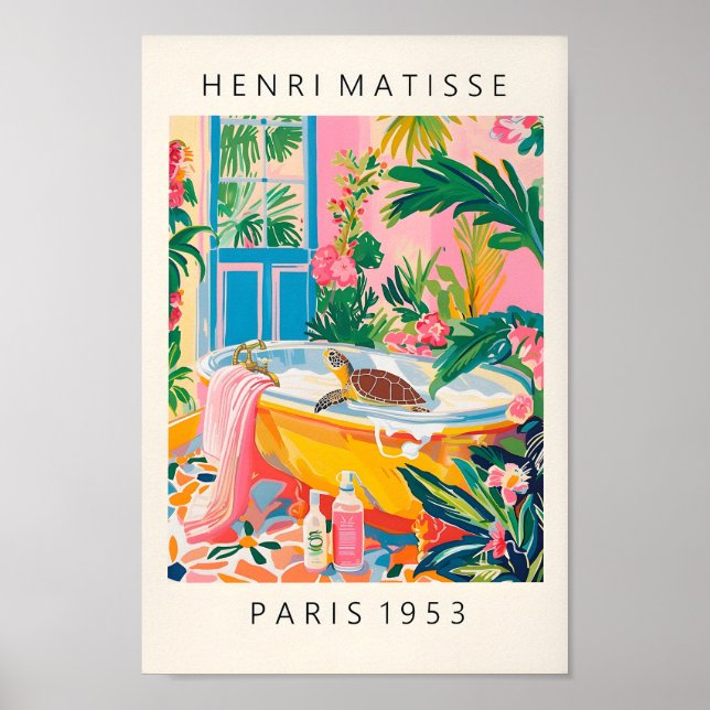 Schildkröte in der Badewanne Witziges Poster, Dopa Poster (Vorne)