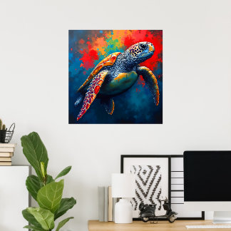 Schildkröte in der Tiefsee Poster