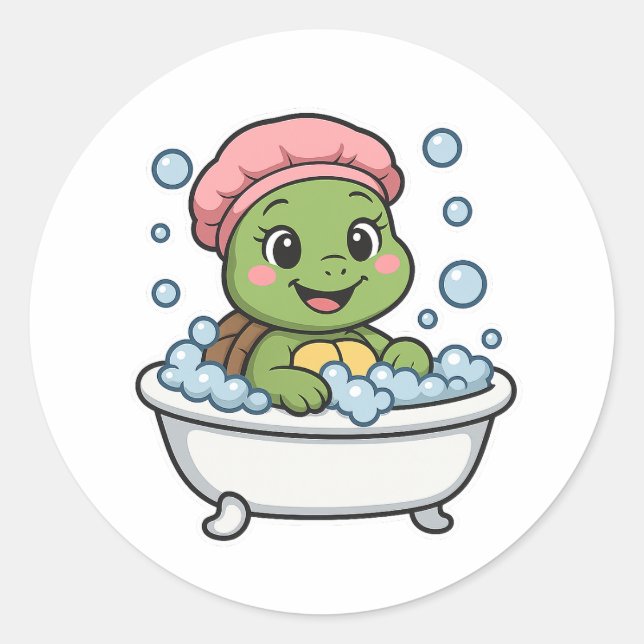 Schildkröte in einer Badewanne Runder Aufkleber (Vorderseite)