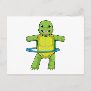 Schildkröte in Fitness mit Fitness-Reifen Postkarte