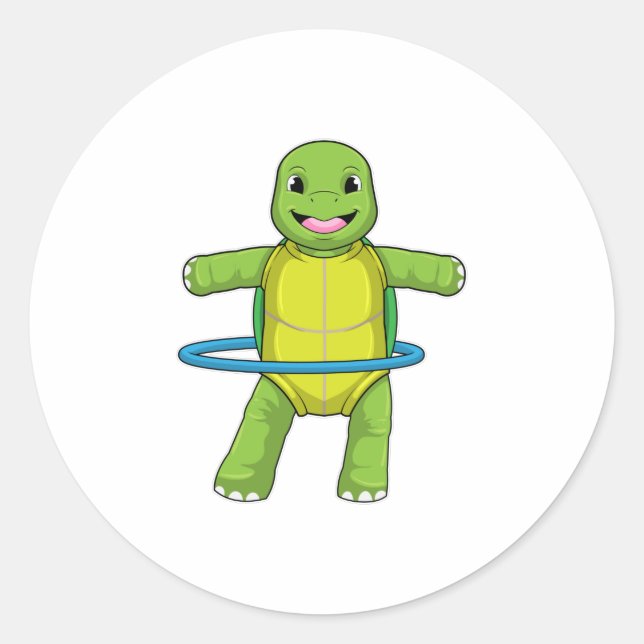 Schildkröte in Fitness mit Fitness-Reifen Runder Aufkleber (Vorderseite)