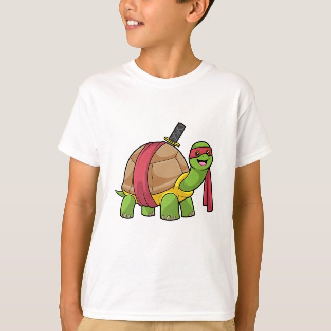 Schildkröte in Kampfkunst mit Schwert T-Shirt (Vorderseite)