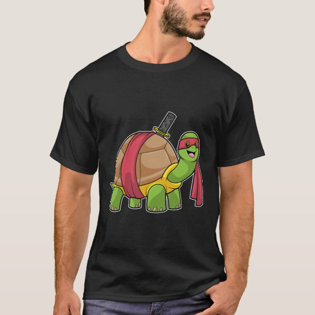 Schildkröte in Kampfkunst mit Schwert T-Shirt (Vorderseite)