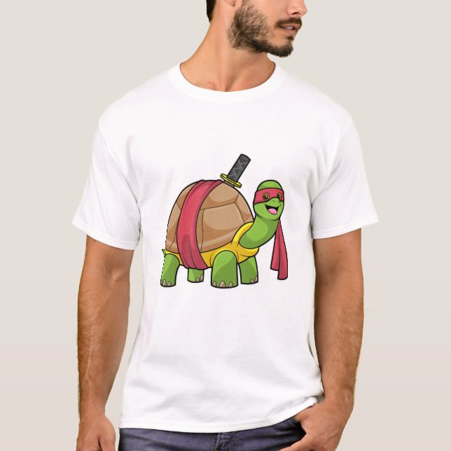 Schildkröte in Kampfkunst mit Schwert T-Shirt (Vorderseite)