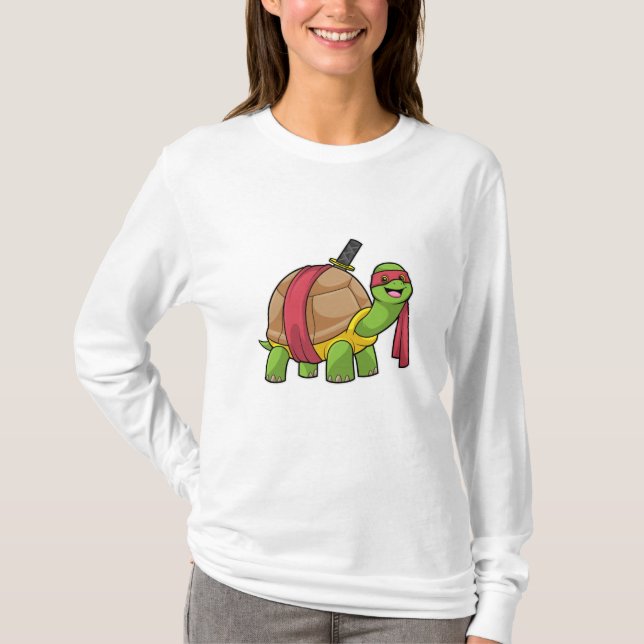 Schildkröte in Kampfkunst mit Schwert T-Shirt (Vorderseite)