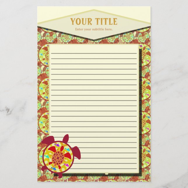 Schildkröte innerhalb des Schildkröte gezeichneten Briefpapier (Vorderseite)