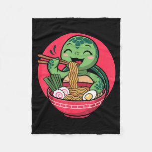 Schildkröte isst Ramen Kawaii Schildkröte Japanisc Fleecedecke