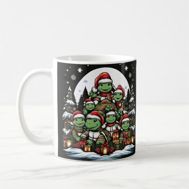 Schildkröte ist glücklich mit Weihnachtsgeschenken Kaffeetasse (Links)
