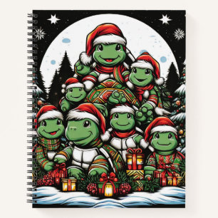 Schildkröte ist glücklich mit Weihnachtsgeschenken Notizbuch