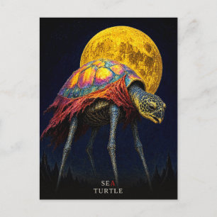 Schildkröte Kurzer Cape gothic Surrealismus Postkarte