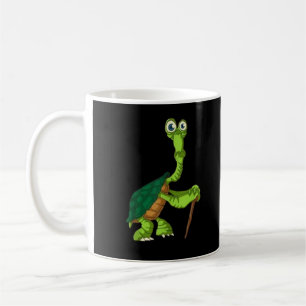 Schildkröte Landschildkröte Rentner Lustig Stehend Kaffeetasse