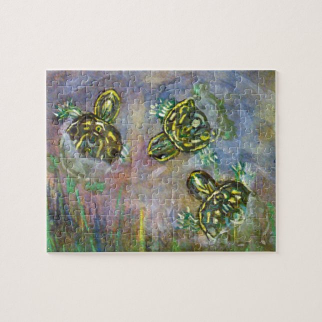 Schildkröte-Malerei-Regenbogen-Puzzlespiel-Teich Puzzle (Horizontal)
