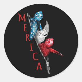 Schildkröte Merica Schildkröte in Zipper Funny Ame Runder Aufkleber