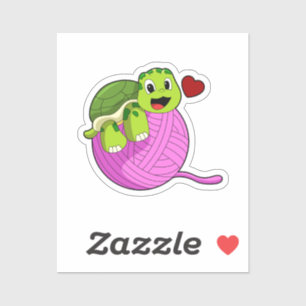 Schildkröte mit Ball of Wool Aufkleber