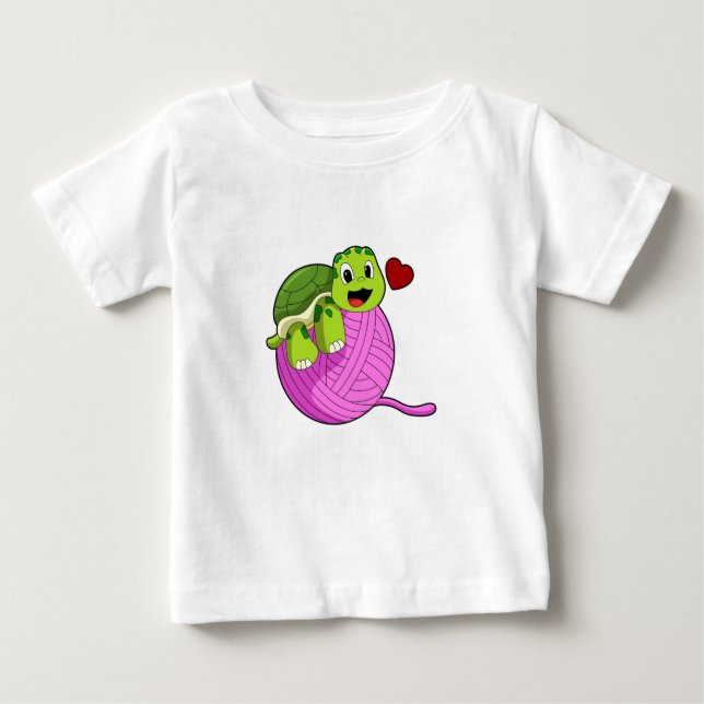 Schildkröte mit Ball of Wool Baby T-shirt (Vorderseite)