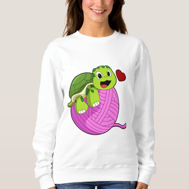 Schildkröte mit Ball of Wool Sweatshirt (Vorderseite)
