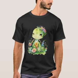 Schildkröte mit Blume niedliche Schildkröten abges T-Shirt