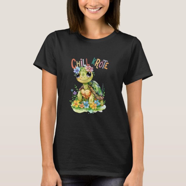 Schildkröte mit Blume niedliche Schildkröten abges T-Shirt (Vorderseite)