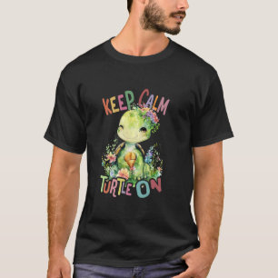 Schildkröte mit Blume niedliche Schildkröten abges T-Shirt